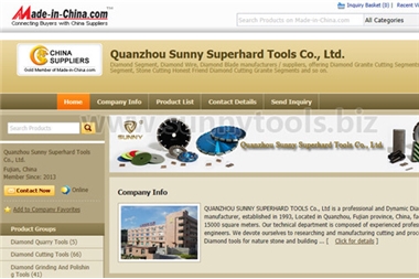 Warm congratulations to Quanzhou Sunny Superhard Tools Co., Ltd has joined Made-in-China.com